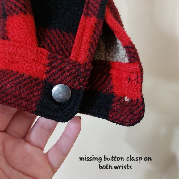 Eddie Bauer Kids Red Plaid Fleece Lined Soft Button Down Flannel Shacket 6/7 - Picture 5 of 12